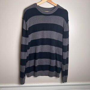 Extreme Gear (xg) Sweater Men's Medium Navy/Gray Striped Cotton Blend EUC